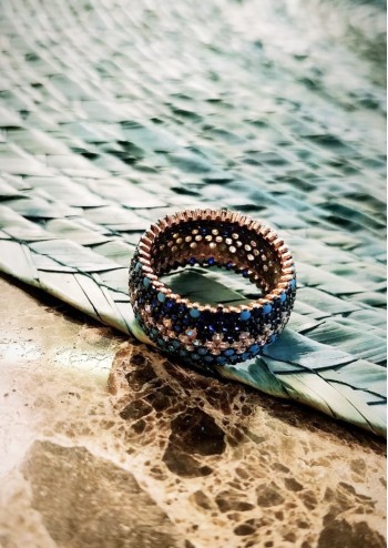7 Lined Blue Ring