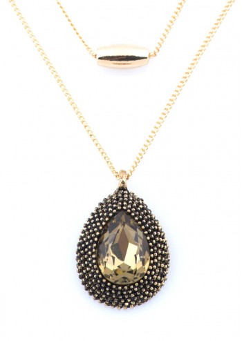 Amber  Antique Teardrop Long Layered Chain