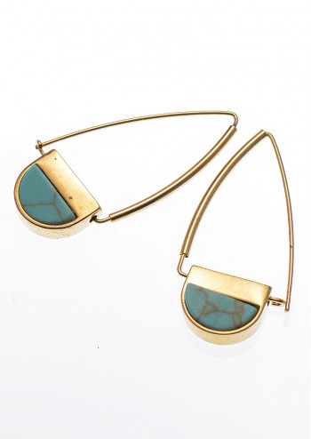 Gold Turquise Hoops