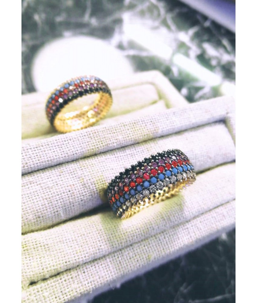 5 Line Multicolor Ring