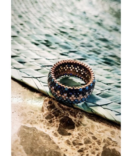 7 Lined Blue Ring
