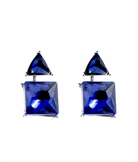 Blue Square Down Earring