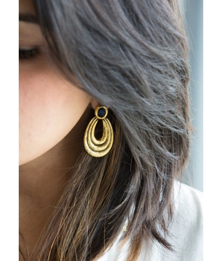 Blue Stone Tri Hoop