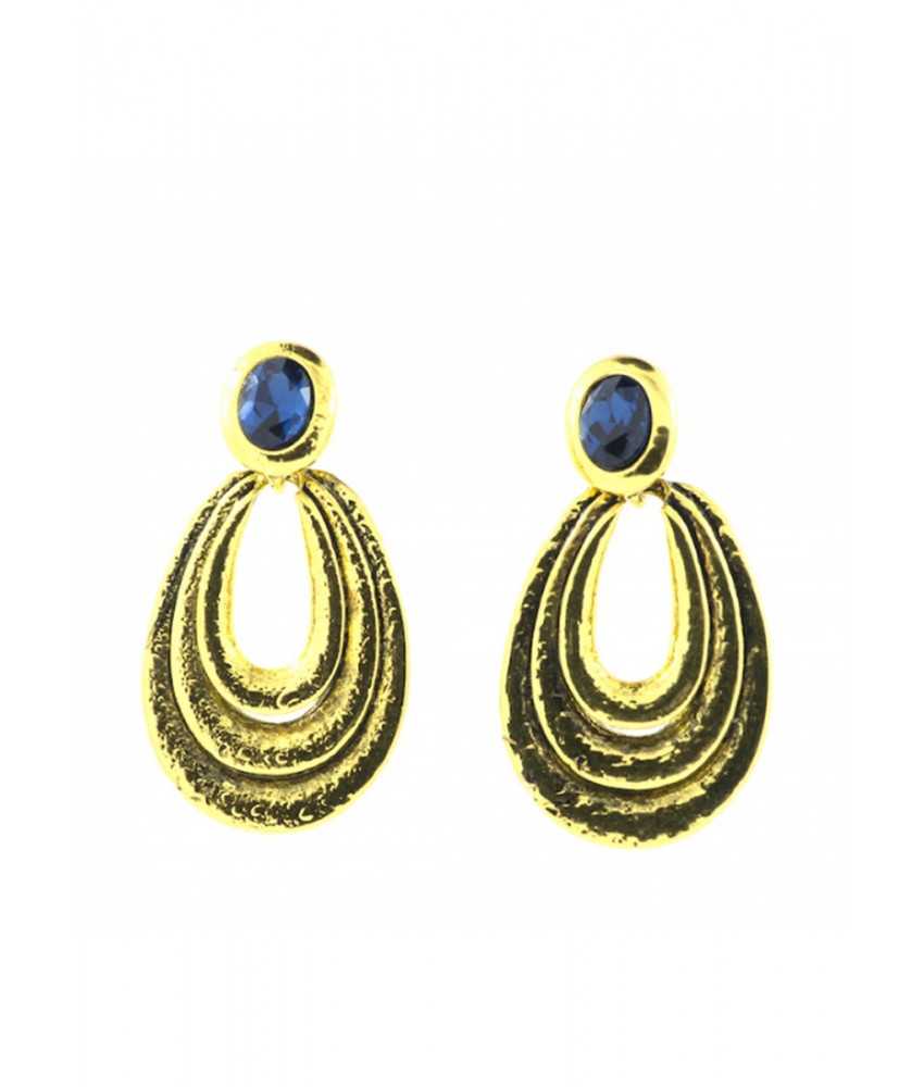 Blue Stone Tri Hoop