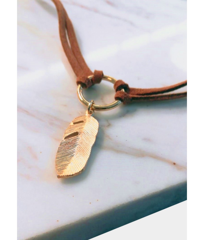 Brown Leather Choker