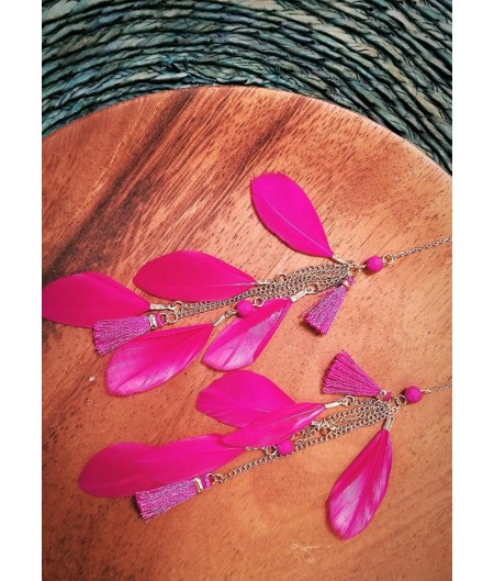 Chain Pink Feather Drops
