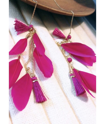 Chain Pink Feather Drops