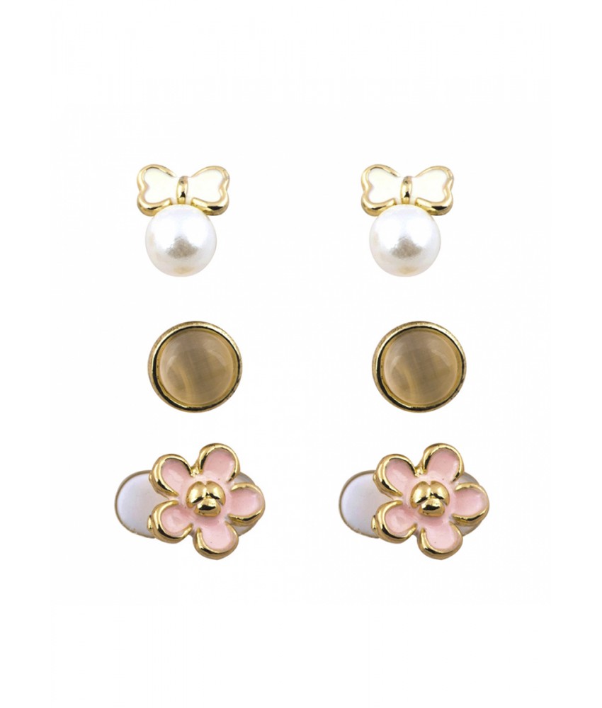 Flower And Bow Stud Set