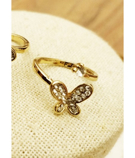 Gold Butterfly Studded Ring