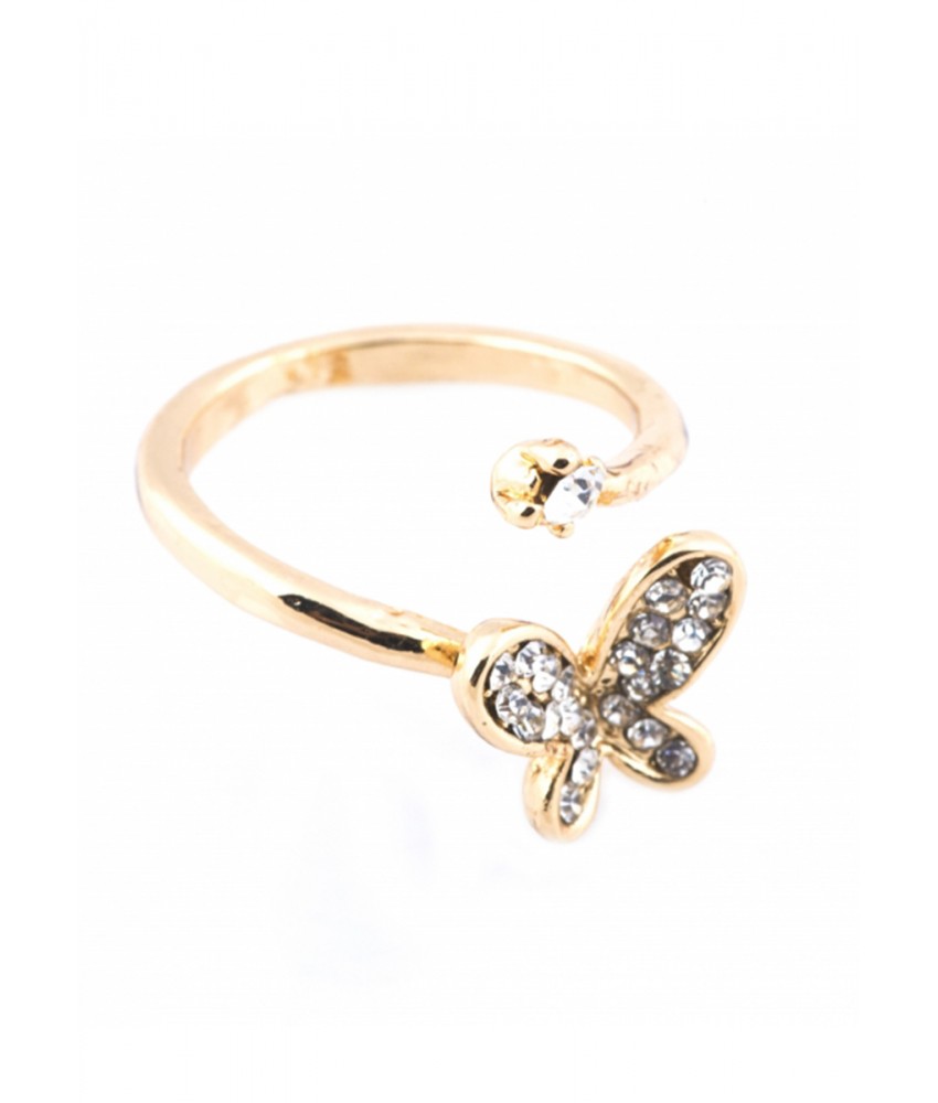 Gold Butterfly Studded Ring