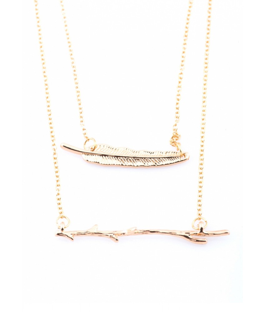 Gold Feather Element Pendant