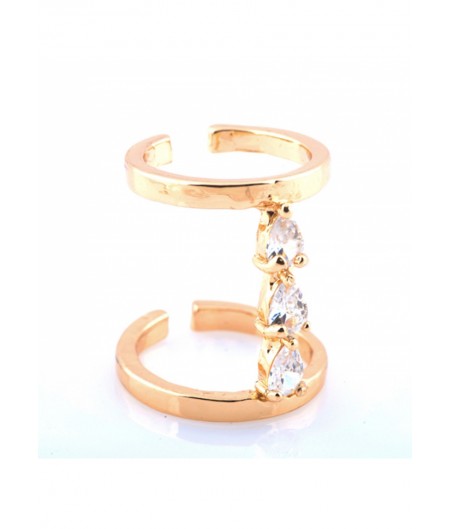 Gold Triple Gem Keychain