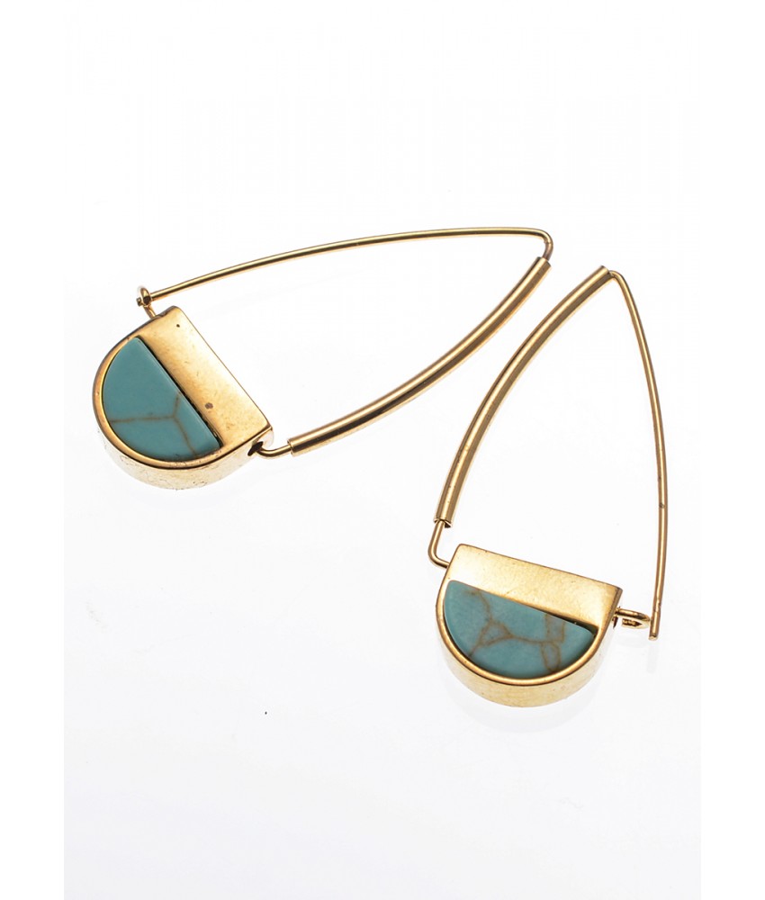 Gold Turquise Hoops