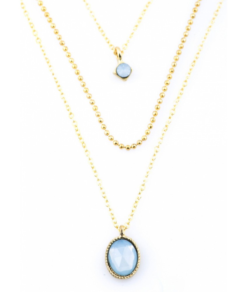 Gold Twin Stone Elle Layered Long Chain