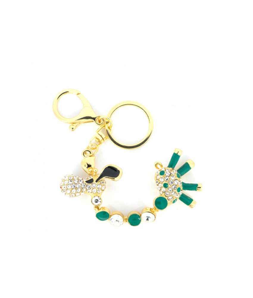Green Jeweled Giraffe Keychain