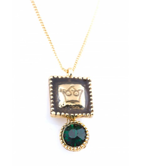 Green Swarovski Square Layered Chain