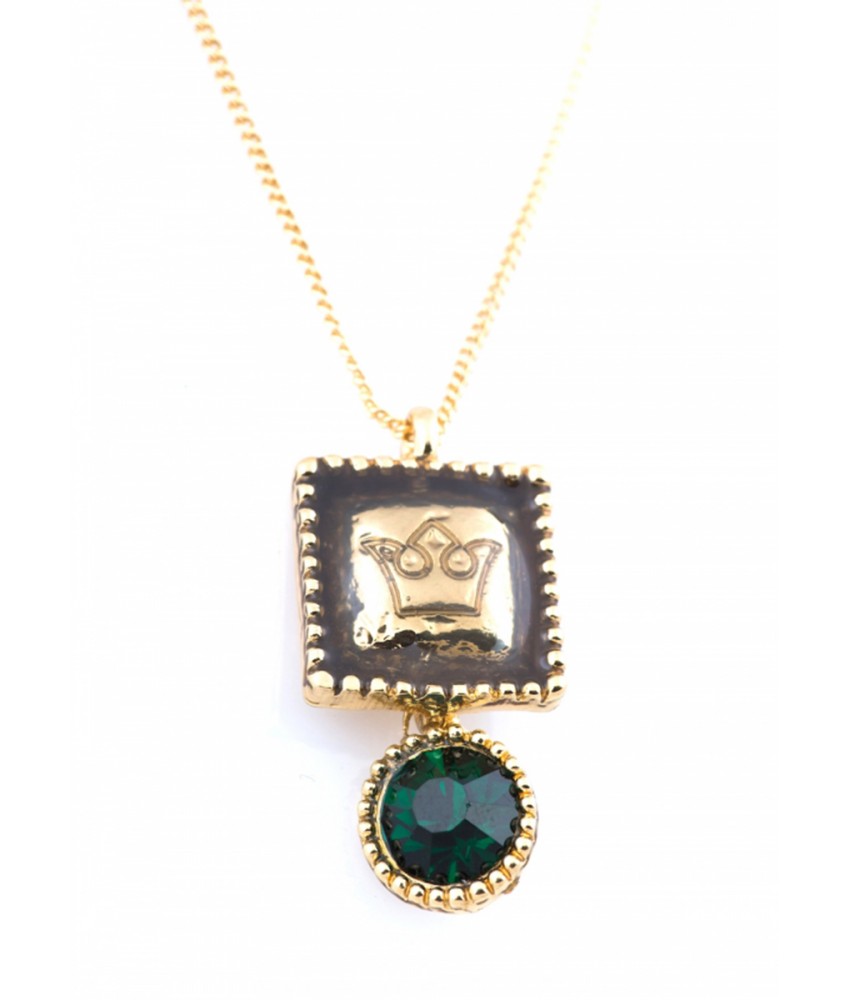 Green Swarovski Square Layered Chain