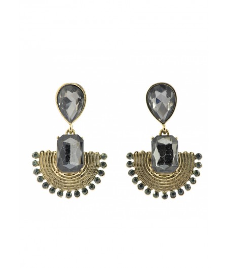 Grey Teardrop Fan Earring