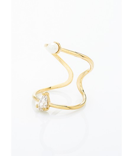 Parellel Pearl Stud Ring
