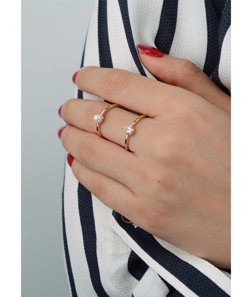 Parellel Pearl Stud Ring