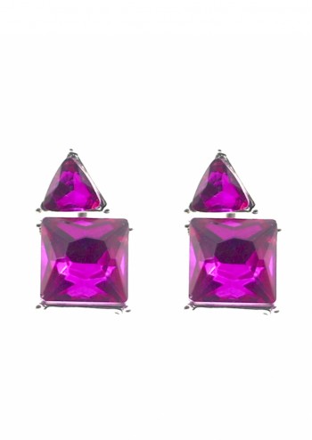 Pink Square Down Earring