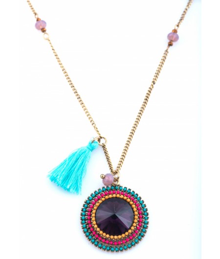 Purple Tassled Sphere Long Chain