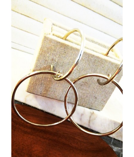 Silver Double Hoops