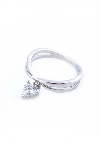 Silver Heart Charm Ring
