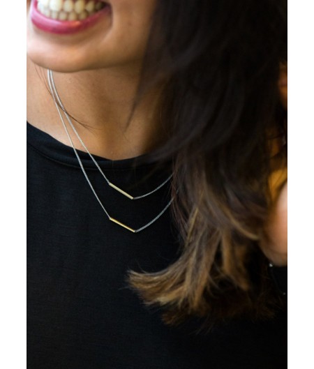 Silver Parallel Line Layered Chain