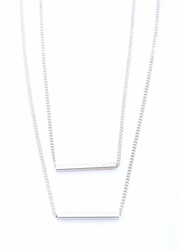 Silver Parallel Line Layered Chain
