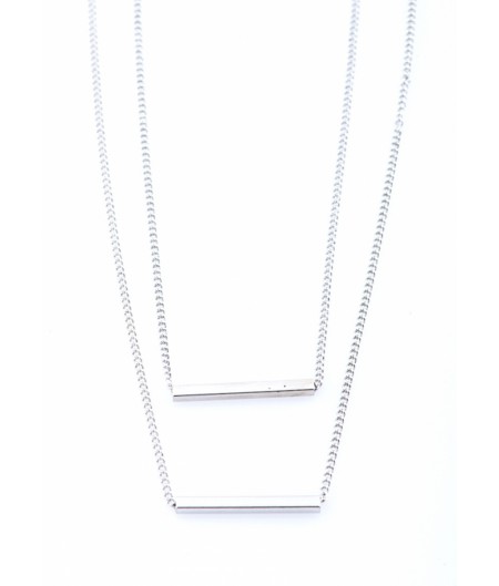 Silver Parallel Line Layered Chain