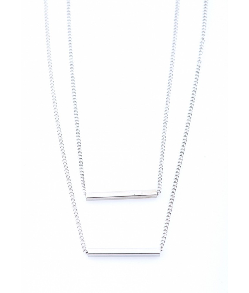 Silver Parallel Line Layered Chain