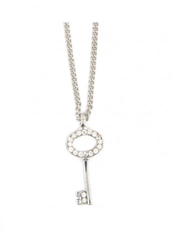 Silver Studded Key To Happiness Key Chain