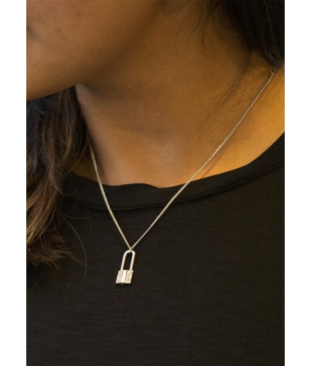 Silver Studded Love Lock Chain