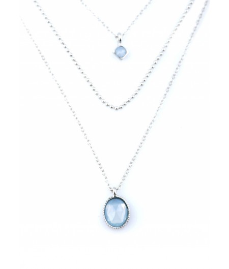 Silver Twin Stone Elle Layered Chain