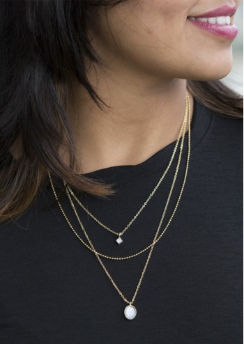 Silver Twin Stone Elle Layered Chain