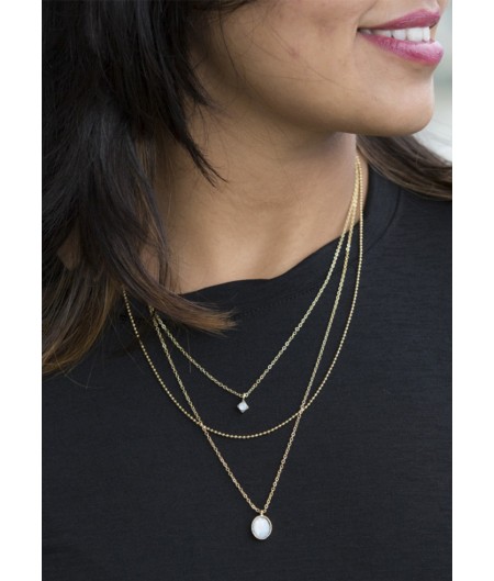 Silver Twin Stone Elle Layered Chain