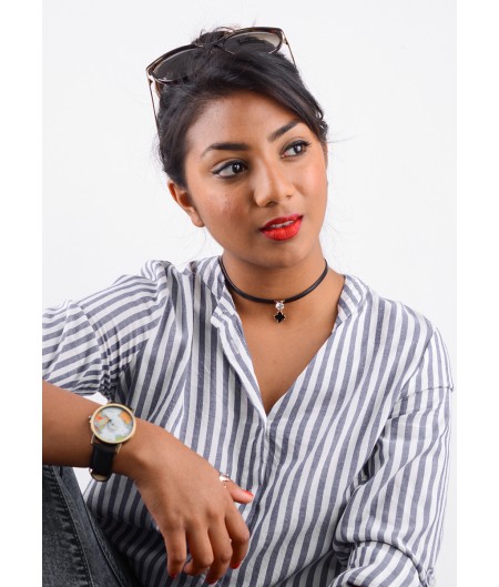Solitaire Leather Choker