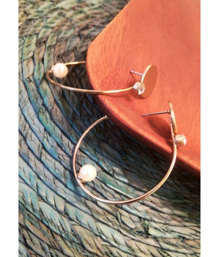 Stud Pearl Hoop