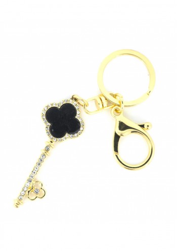 Studded Black Marble Keychain