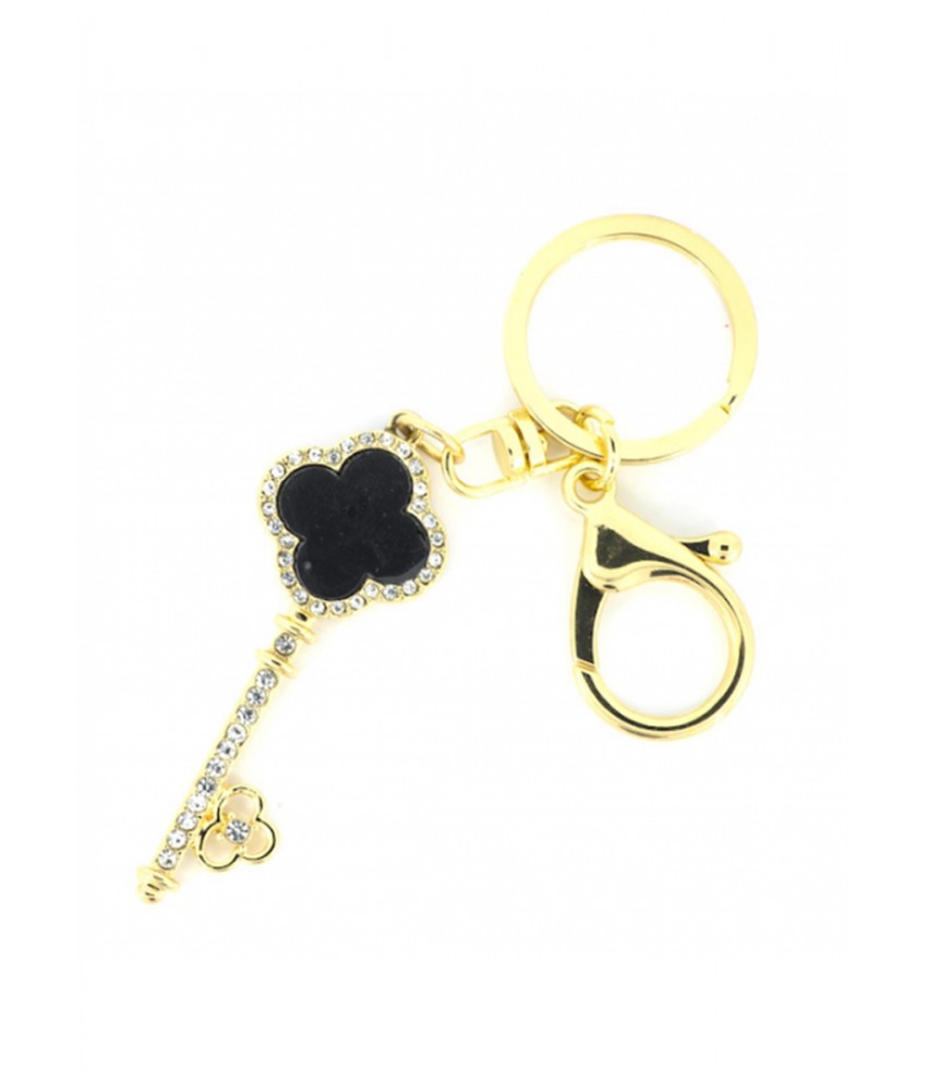 Studded Black Marble Keychain