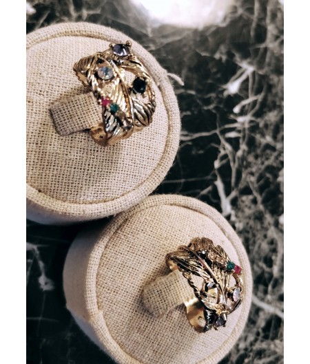 Studded Leaf Ring