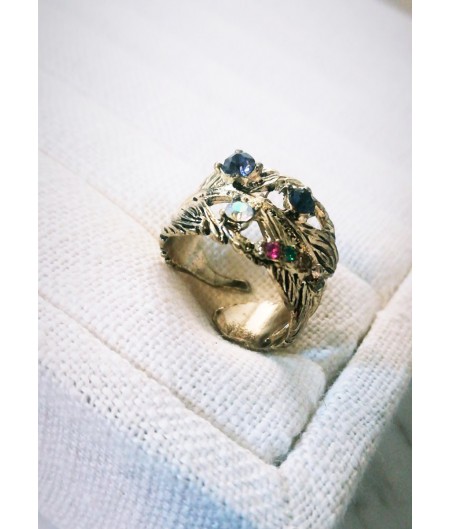 Studded Leaf Ring