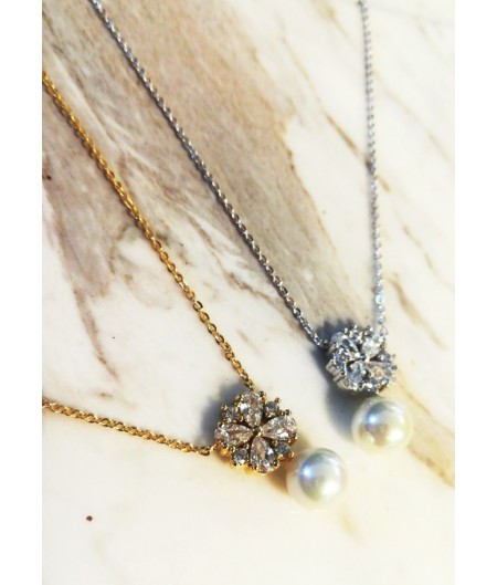 Swarovski Flower Pearl Gold And Silver