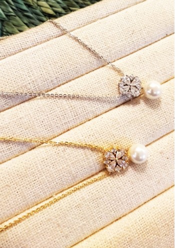 Swarovski Flower Pearl Gold And Silver