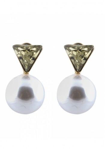 Triangle Stud Pearl Earring