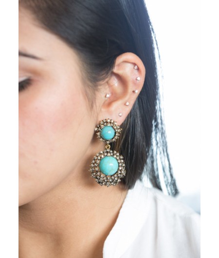 Turquoise Jewel Crusted Earring