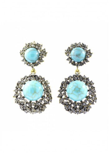 Turquoise Jewel Crusted Earring