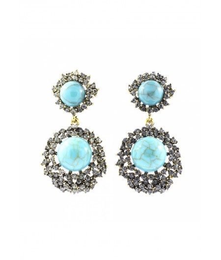 Turquoise Jewel Crusted Earring