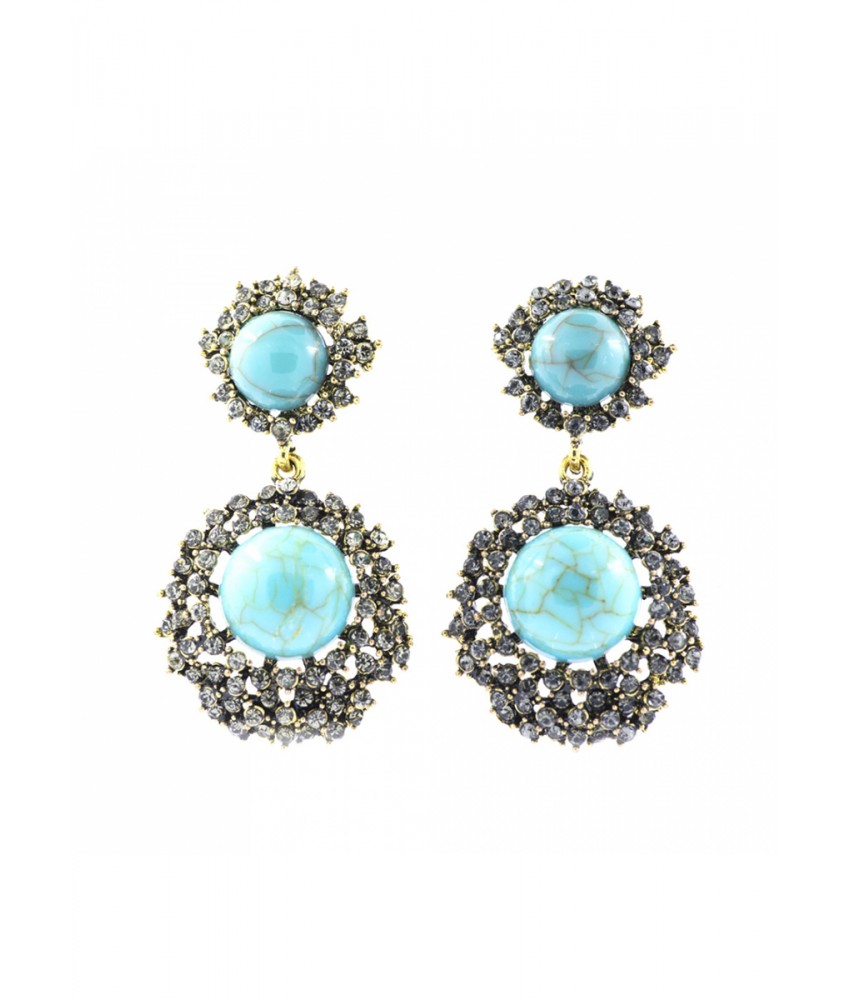 Turquoise Jewel Crusted Earring